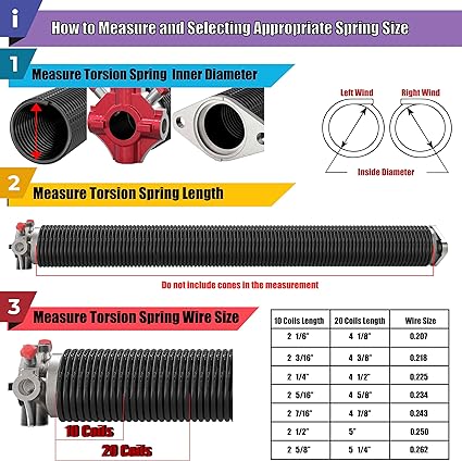 Pairs Of Garage Door Torsion Springs W/ Winding Bars And Instructions All Sizes And Lengths